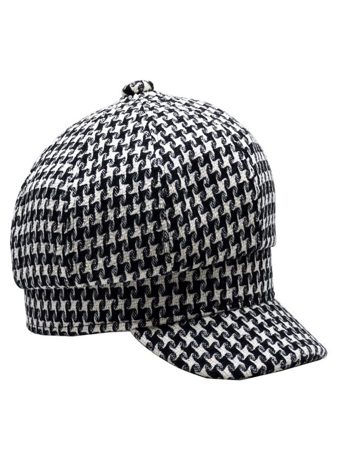 KORIXINE Women's Beret Caps French Hats Houndstooth Newsboy Hats for Women Girls Fashion Paperboy Cap Black - Image 3